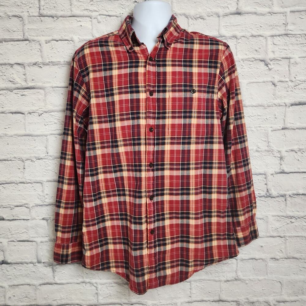 🌼Orvis Shirt Mens Size Medium Long Sleeve Button Down Plaid Red